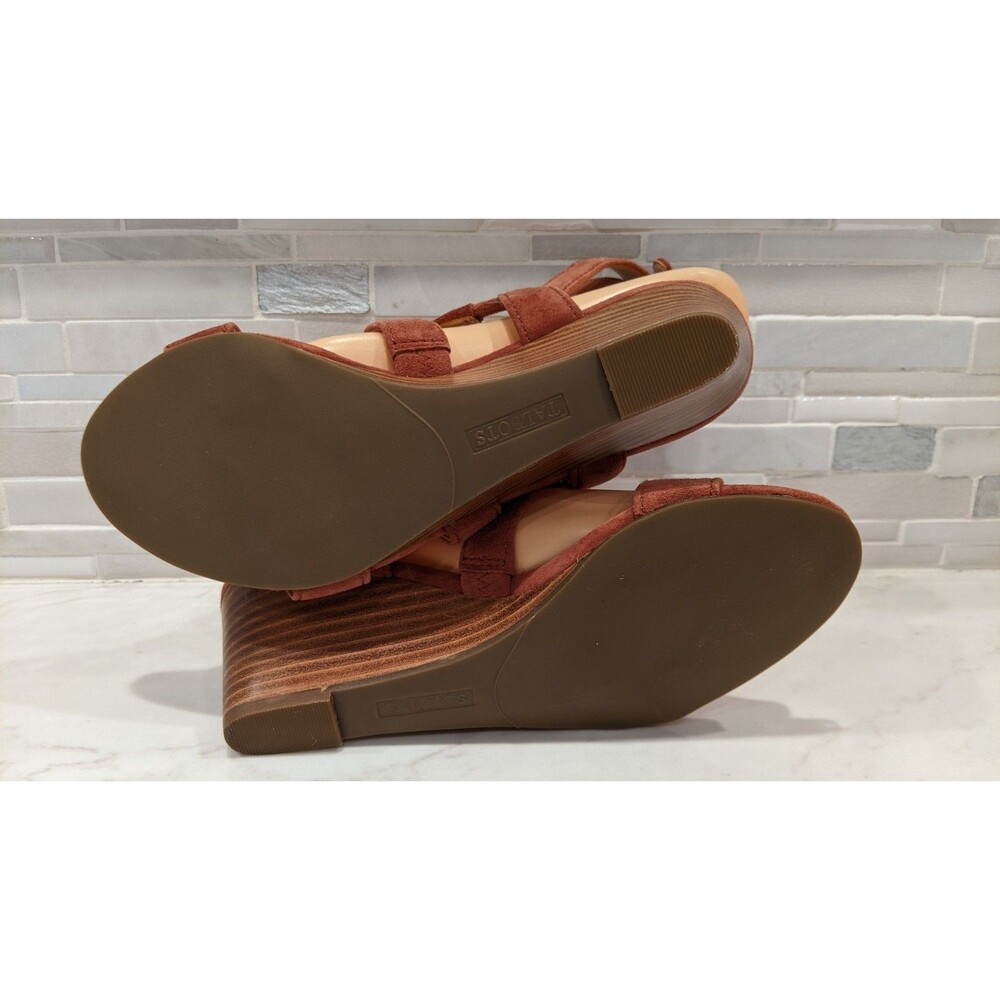 NEW~Women's TALBOTS Wedge Heel Leather Strappy Ankle Wrap Sandals 5M - Picture 9 of 13